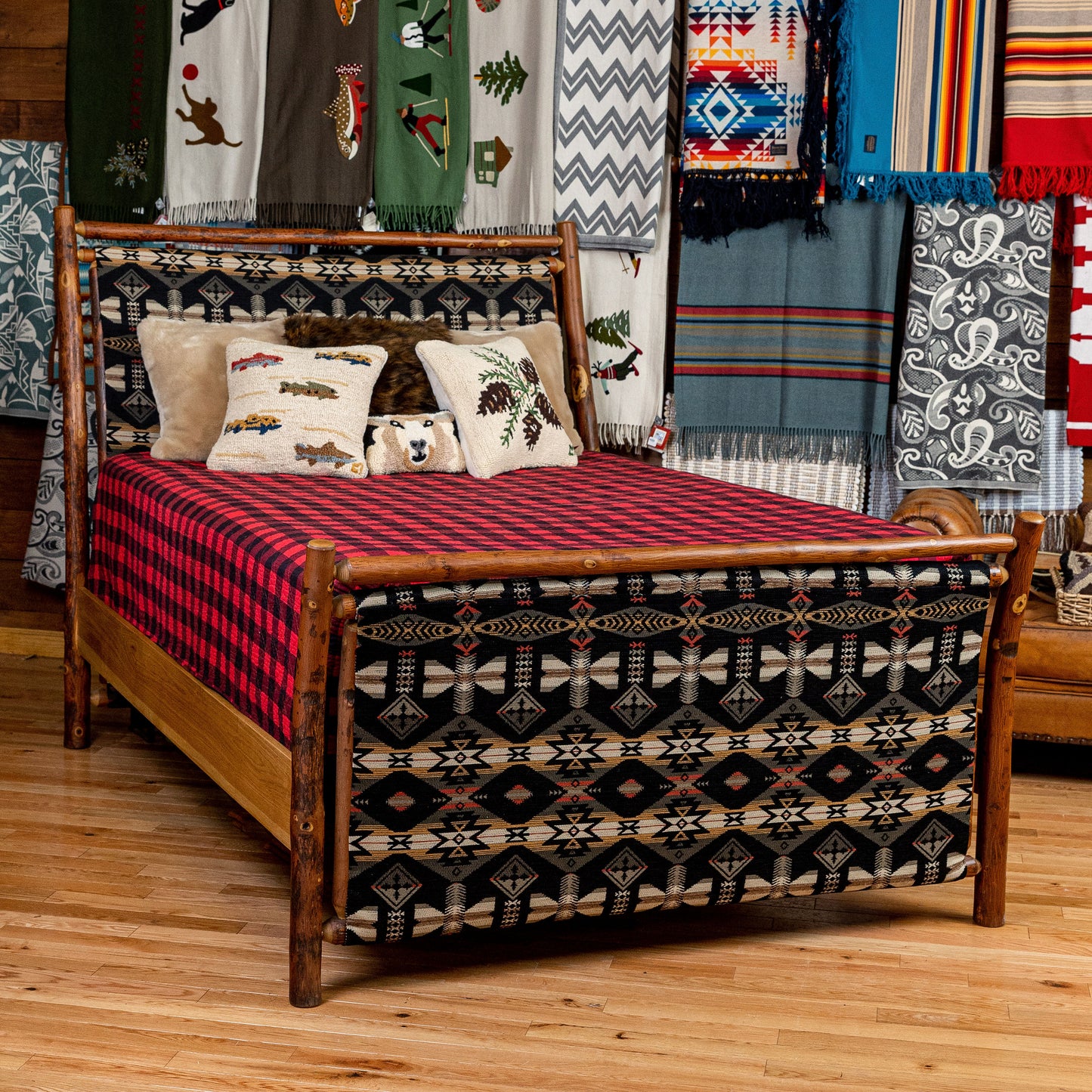 Old Hickory QU-TB-PF Upholstered Sleigh Bed-Fabric Northern Light-02