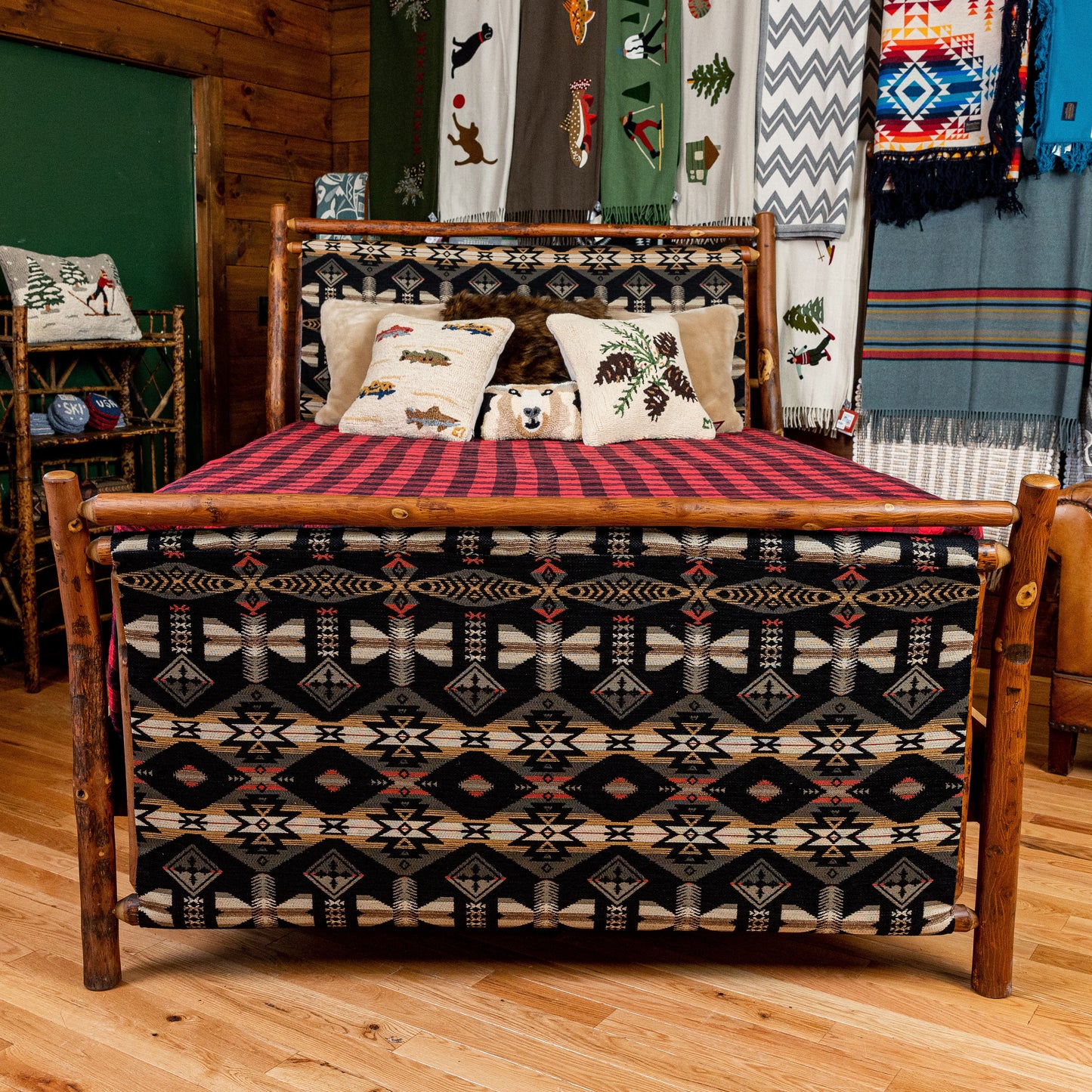 Old Hickory QU-TB-PF Upholstered Sleigh Bed-Fabric Northern Light-02