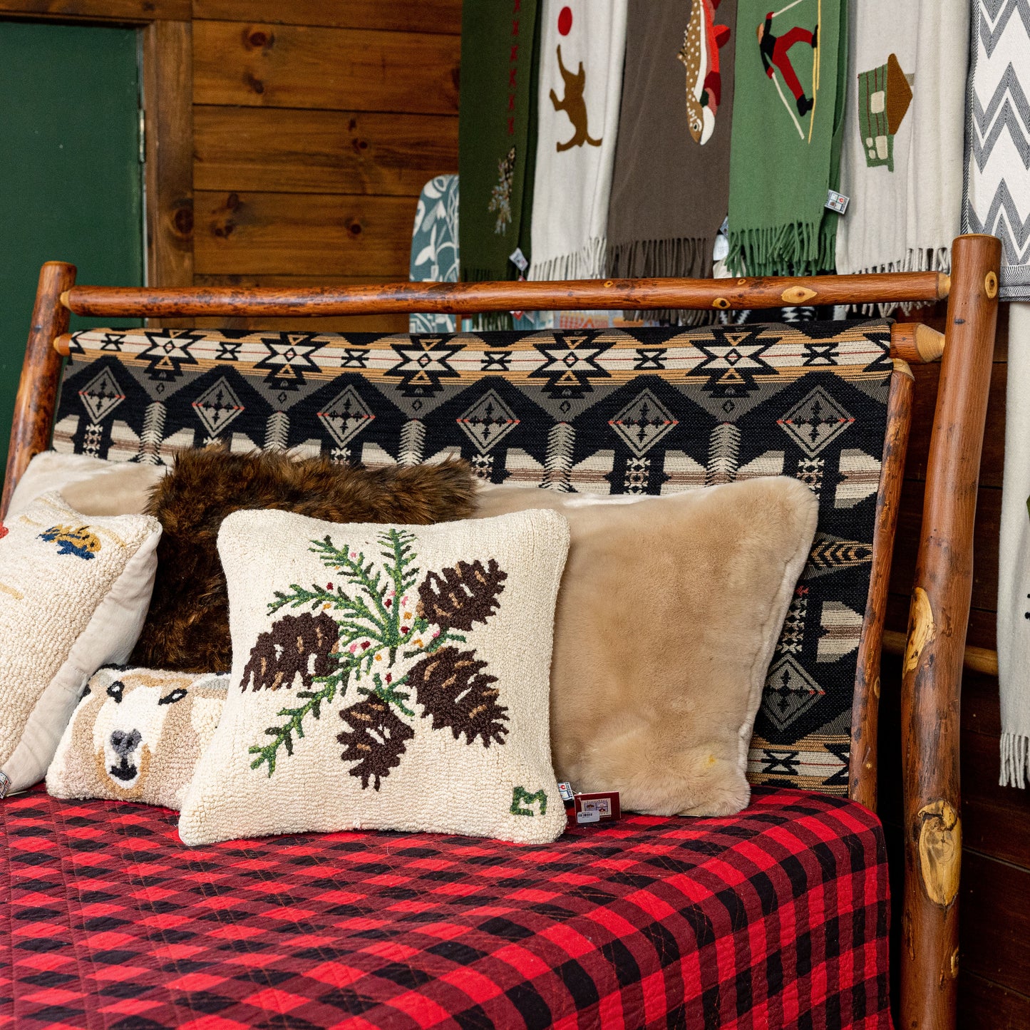 Old Hickory QU-TB-PF Upholstered Sleigh Bed-Fabric Northern Light-02