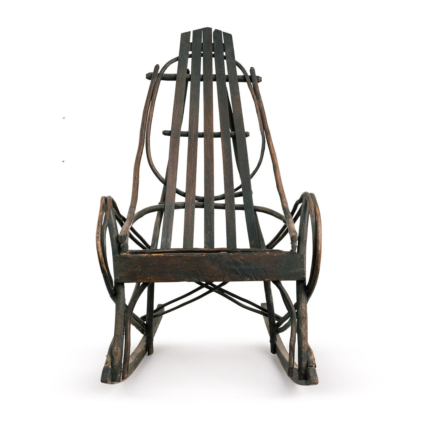 Pair of Antique Bentwood Bent Wood Adirondack Rocking Chairs Rockers