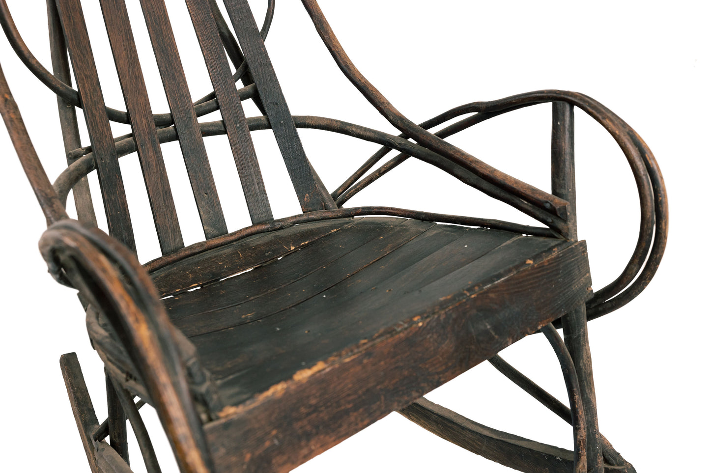 Pair of Antique Bentwood Bent Wood Adirondack Rocking Chairs Rockers