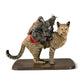 "Destination Unknown" Vintage Marmoset Monkey and Grey Hornbill Riding African Wildcat Taxidermy