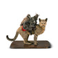 "Destination Unknown" Vintage Marmoset Monkey and Grey Hornbill Riding African Wildcat Taxidermy