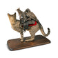 "Destination Unknown" Vintage Marmoset Monkey and Grey Hornbill Riding African Wildcat Taxidermy