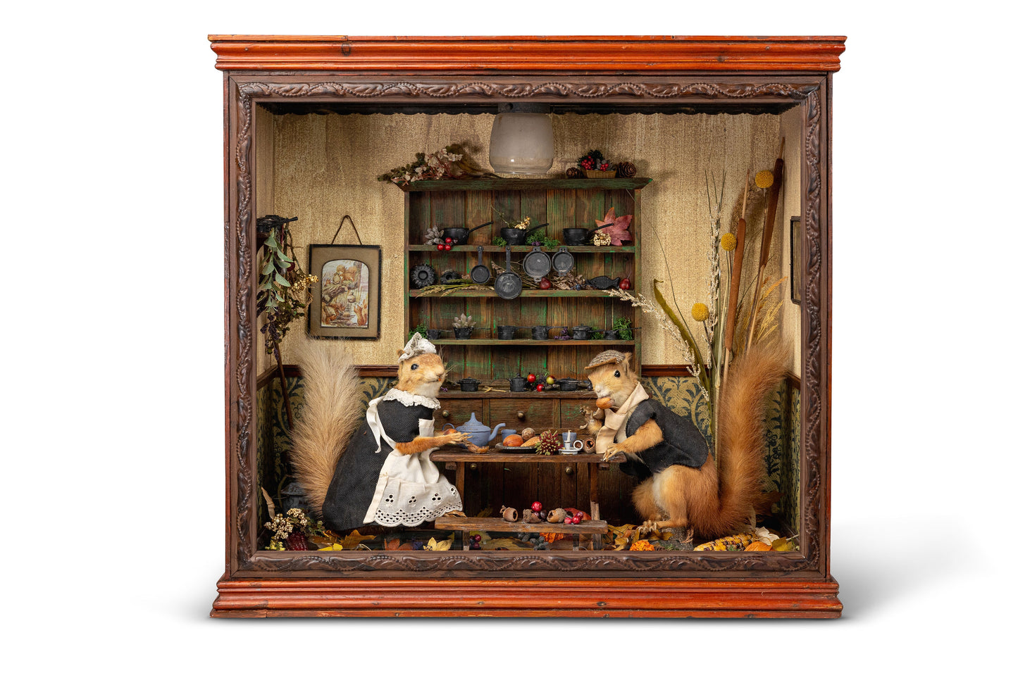 Taxidermy Red Squirrel Maid And Gentleman Diorama Circa 1900