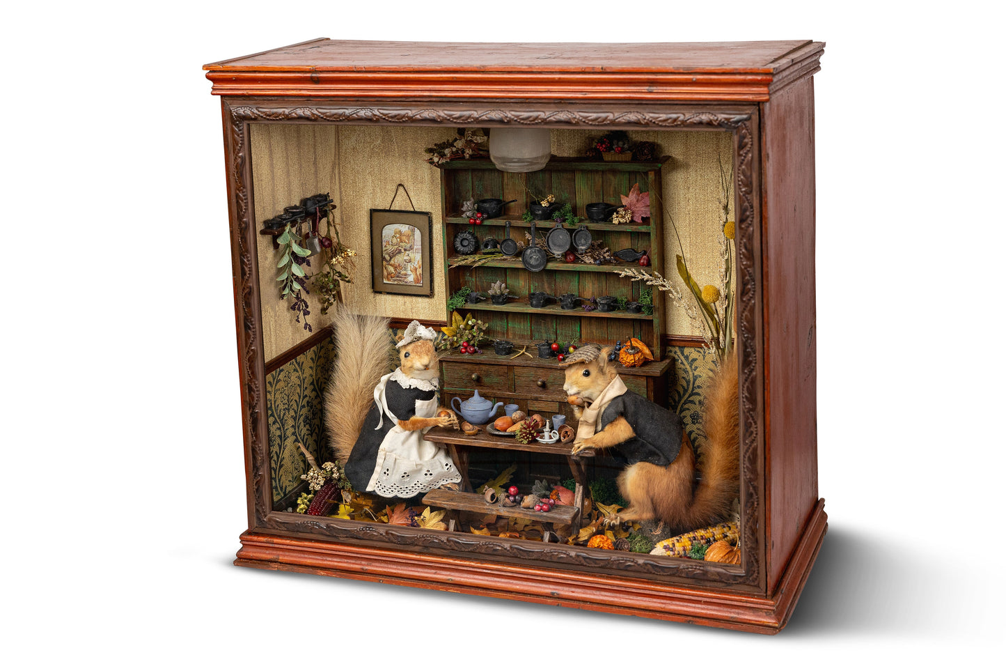 Taxidermy Red Squirrel Maid And Gentleman Diorama Circa 1900