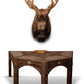 Large Octagon Twig Table With Painting - Two Demi Lune