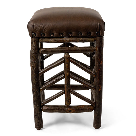 Old Hickory Barstool 24" High, Durango Seat, Spoke Arrow Detail
