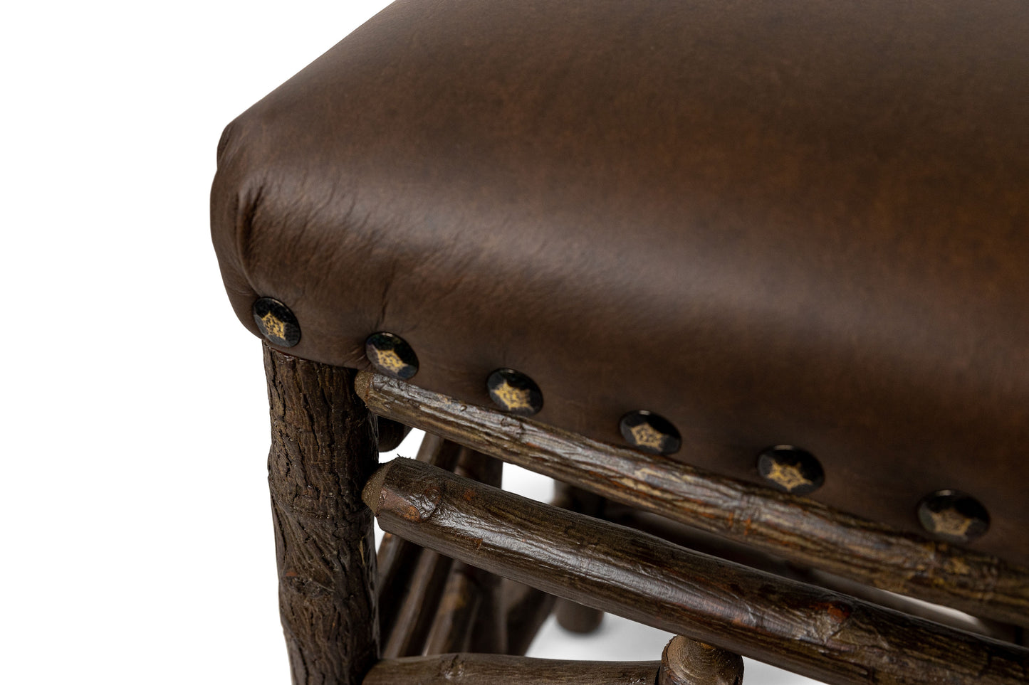 Old Hickory Barstool 24" High, Durango Seat, Spoke Arrow Detail
