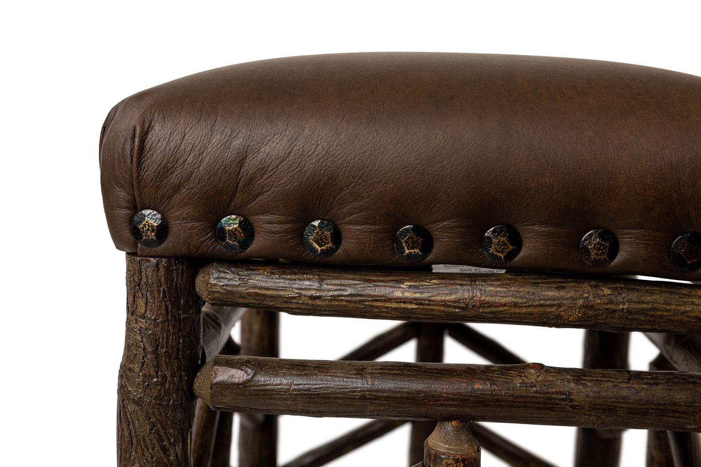 Old Hickory Barstool 24" High, Durango Seat, Spoke Arrow Detail