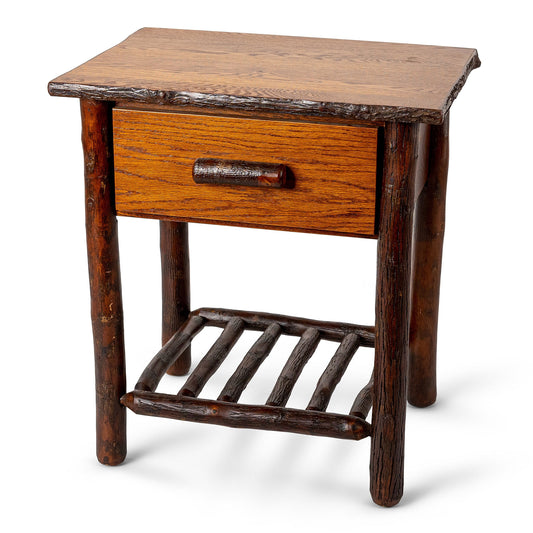 Old Hickory Tall Nightstand With Spoke Shelf