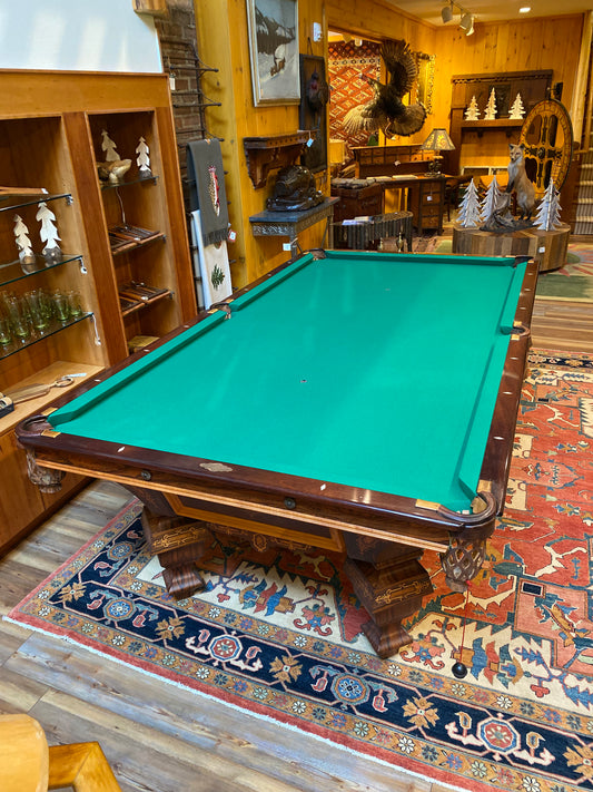 Antique 9' Brunswick Balke Collender Company Pool Table Circa 1884 "Nonpareil Novelty"